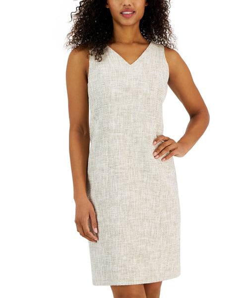 Women's V-Neck Tweed Sheath Dress